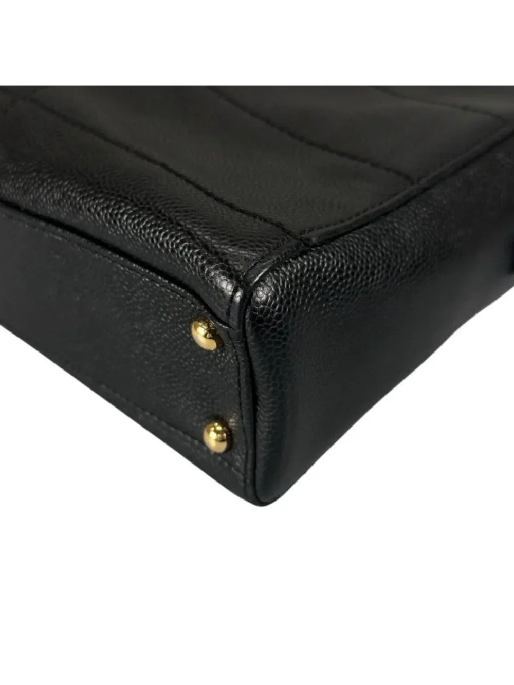 Chanel Choco Bar Tote Bag Leather Black